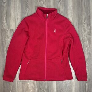 Spyder Women's Red Zip Up Plush Lined‎ Knit Jacket - SIZE L Winter Outdoors